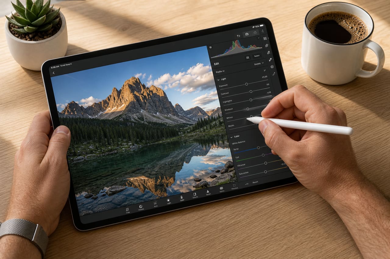 Creative Professional Editing Raw Photos on an Ipad