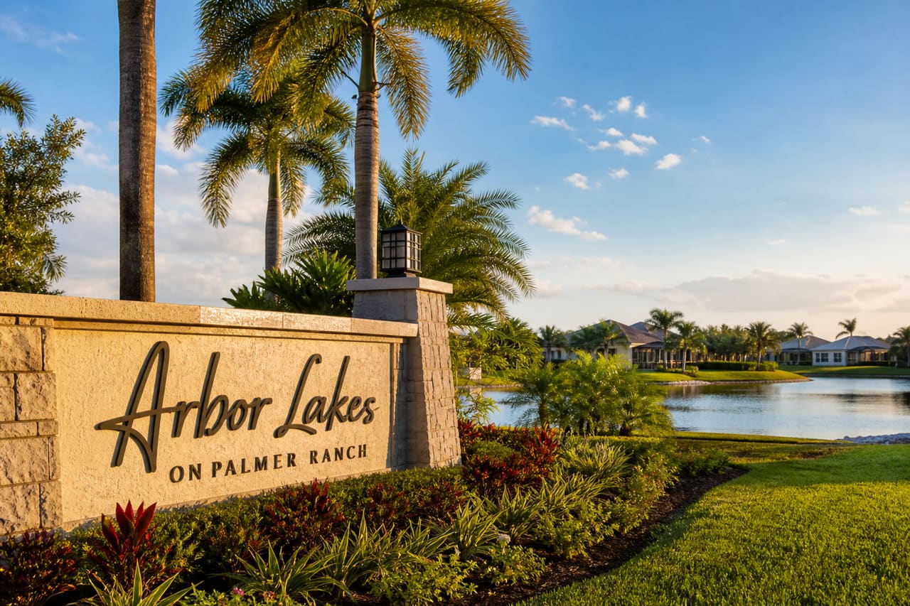Luxury Entrance and Lake View at Arbor Lakes on Palmer Ranch