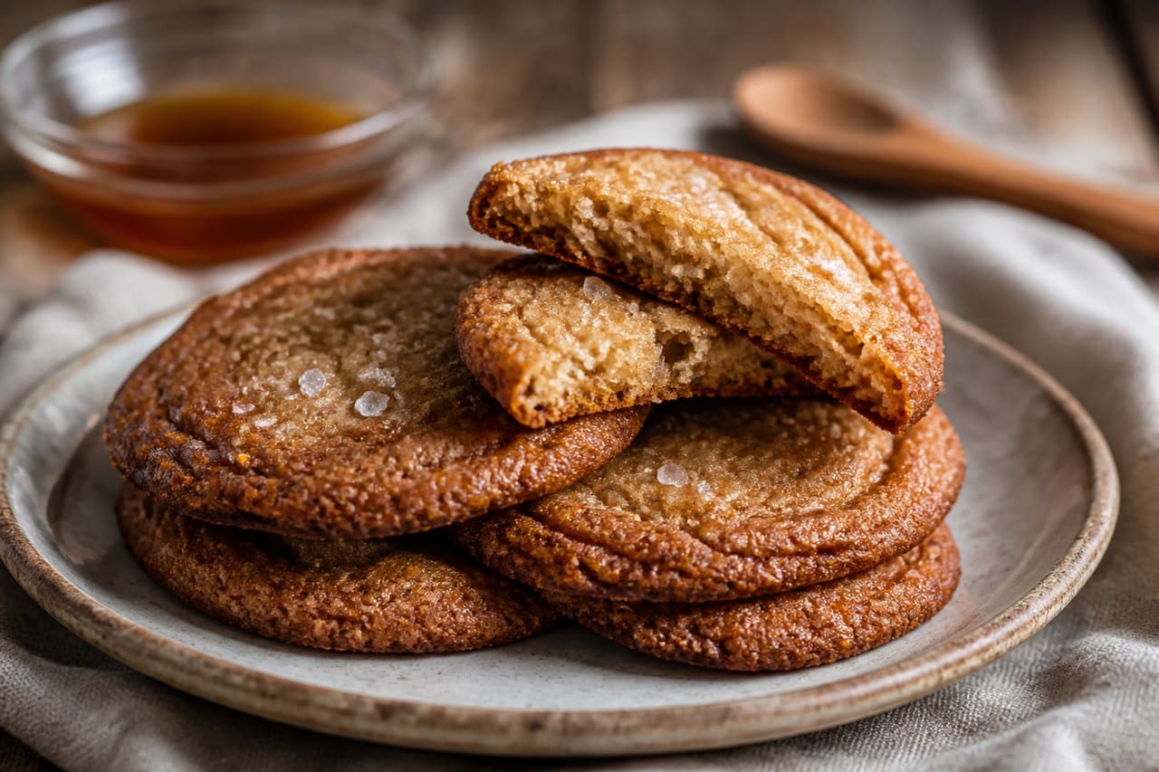 Stack of Brown Butter Cookies with Sea Salt