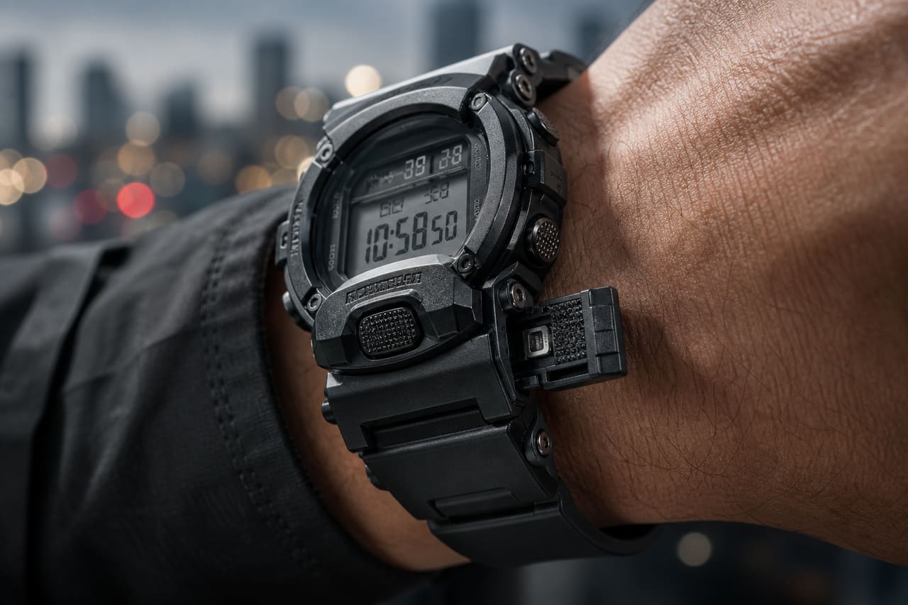 Tactical Digital Watch with Secret Compartment on Wrist