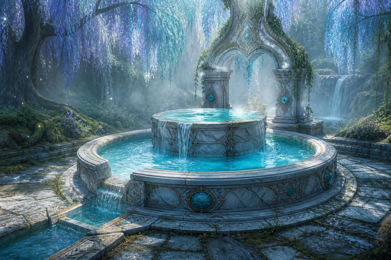 Glowing Ancient Basin at a Purified Water Node
