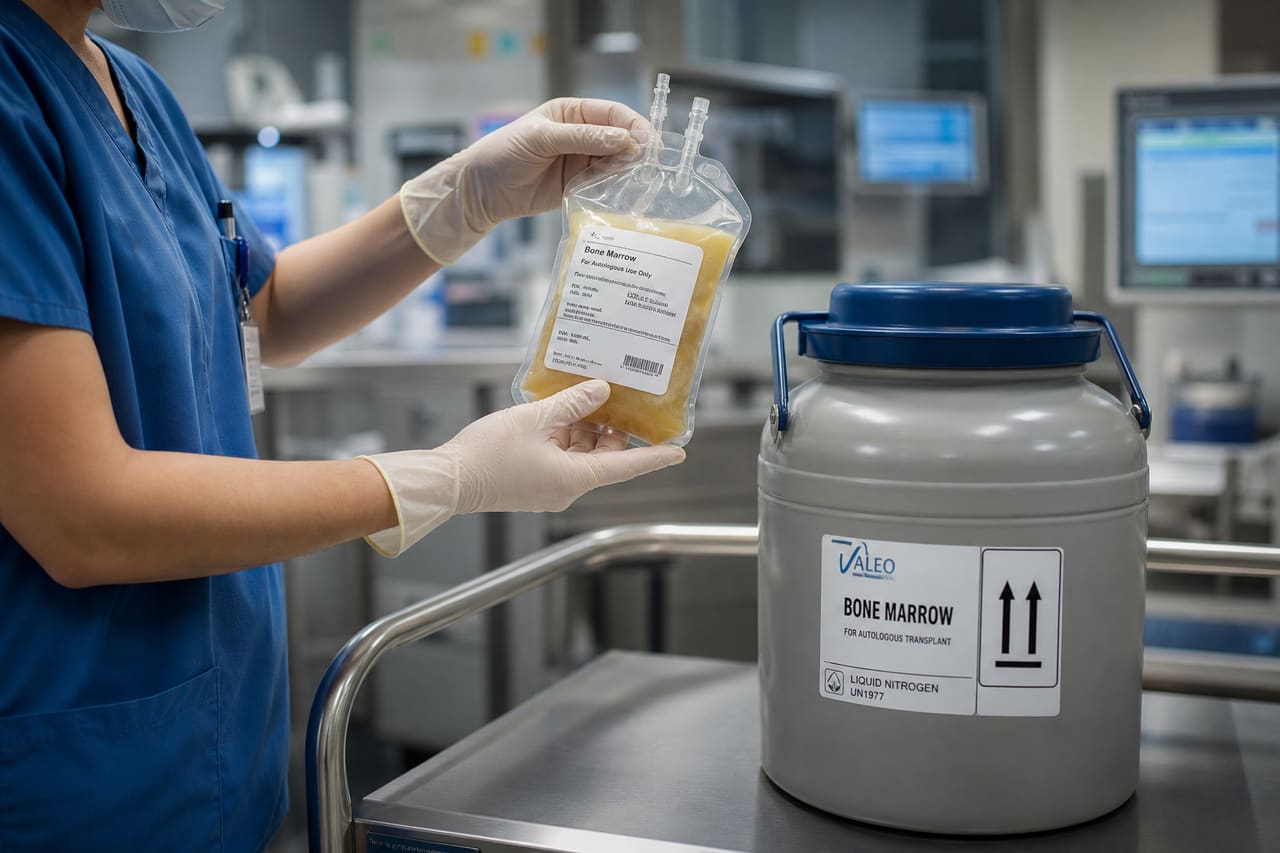 Medical Professional Preparing Autologous Bone Marrow Transplant Equipment