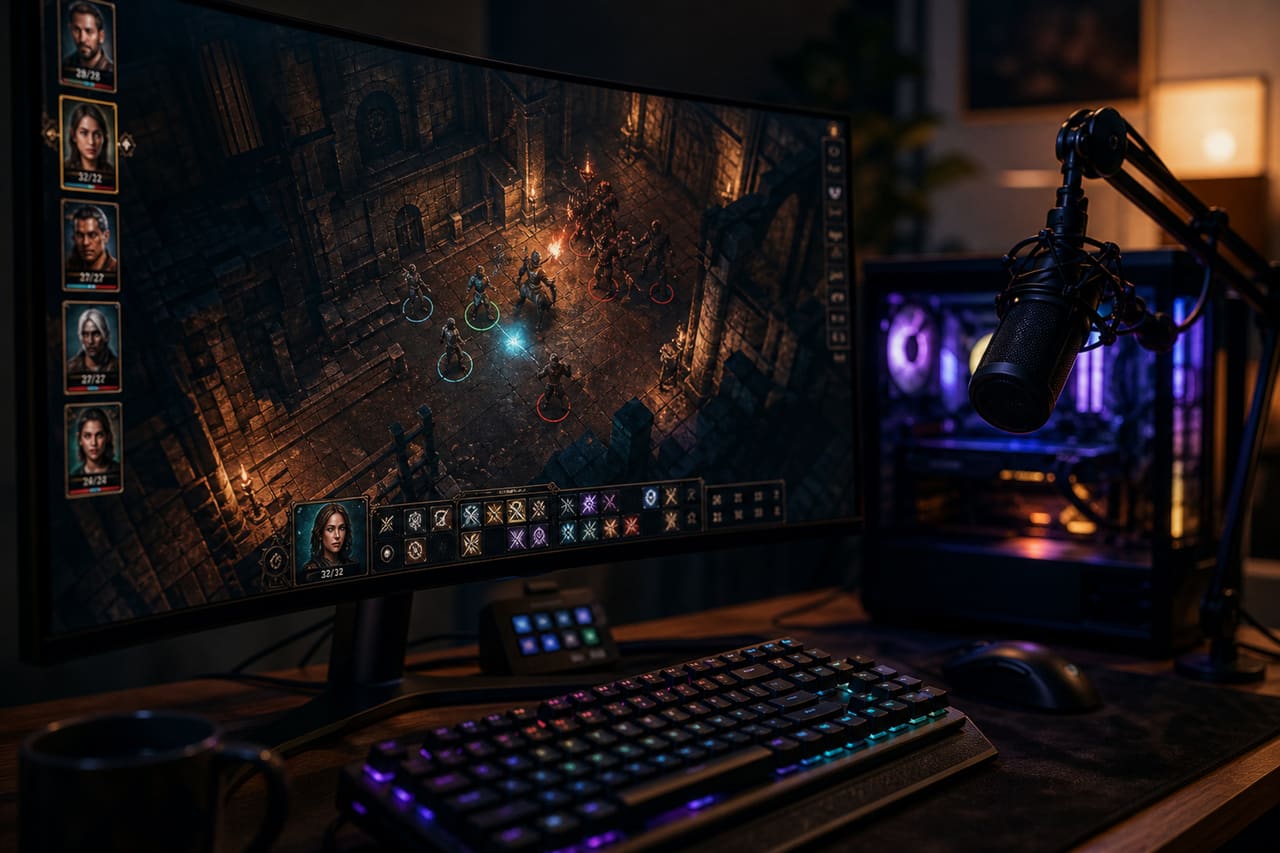 Gaming Setup for Streaming a Classic Isometric Rpg