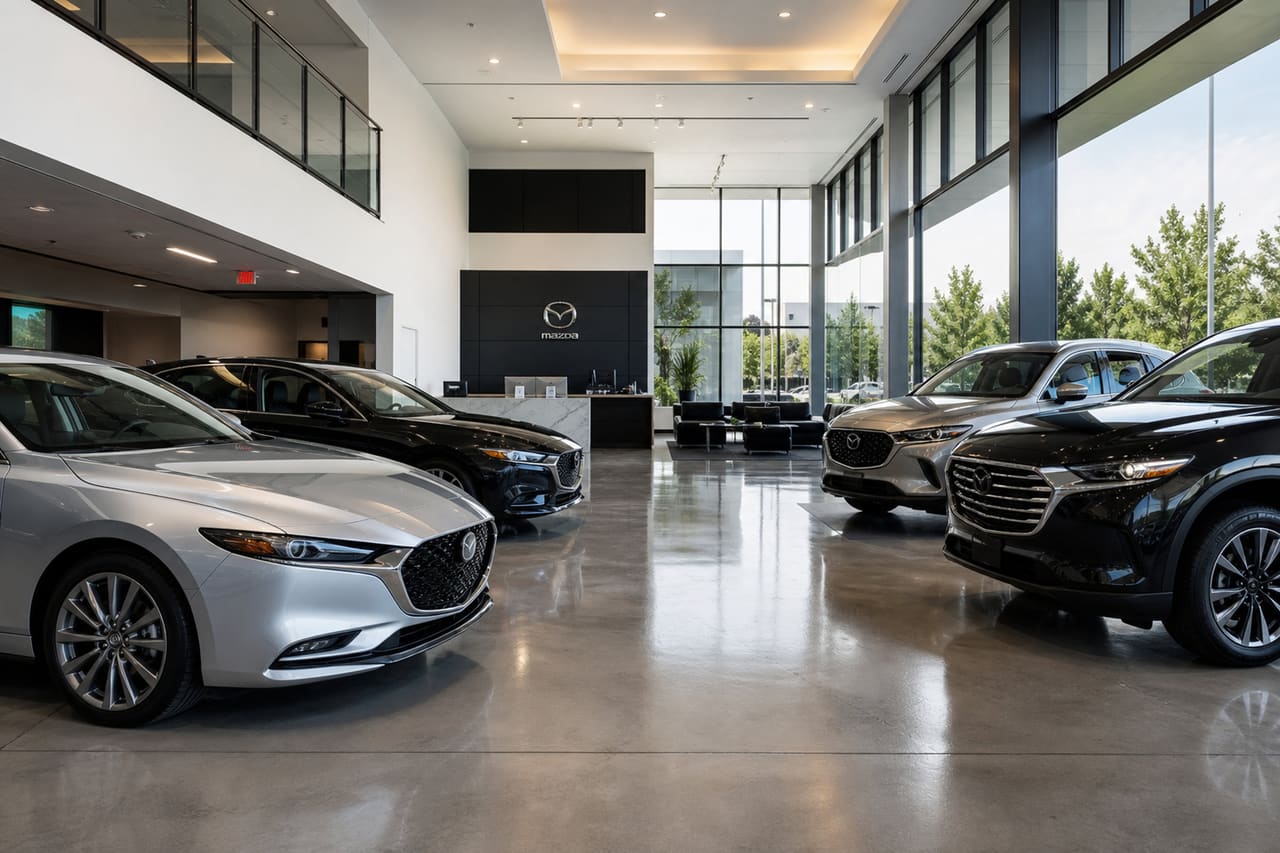 Modern Automotive Showroom with New Japanese Vehicles