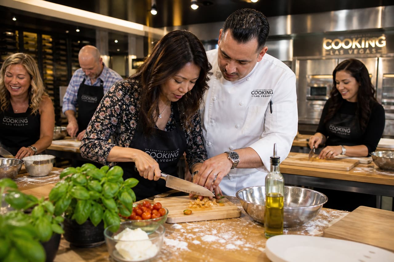 Students Learning Culinary Techniques at a Cooking Class in Las Vegas