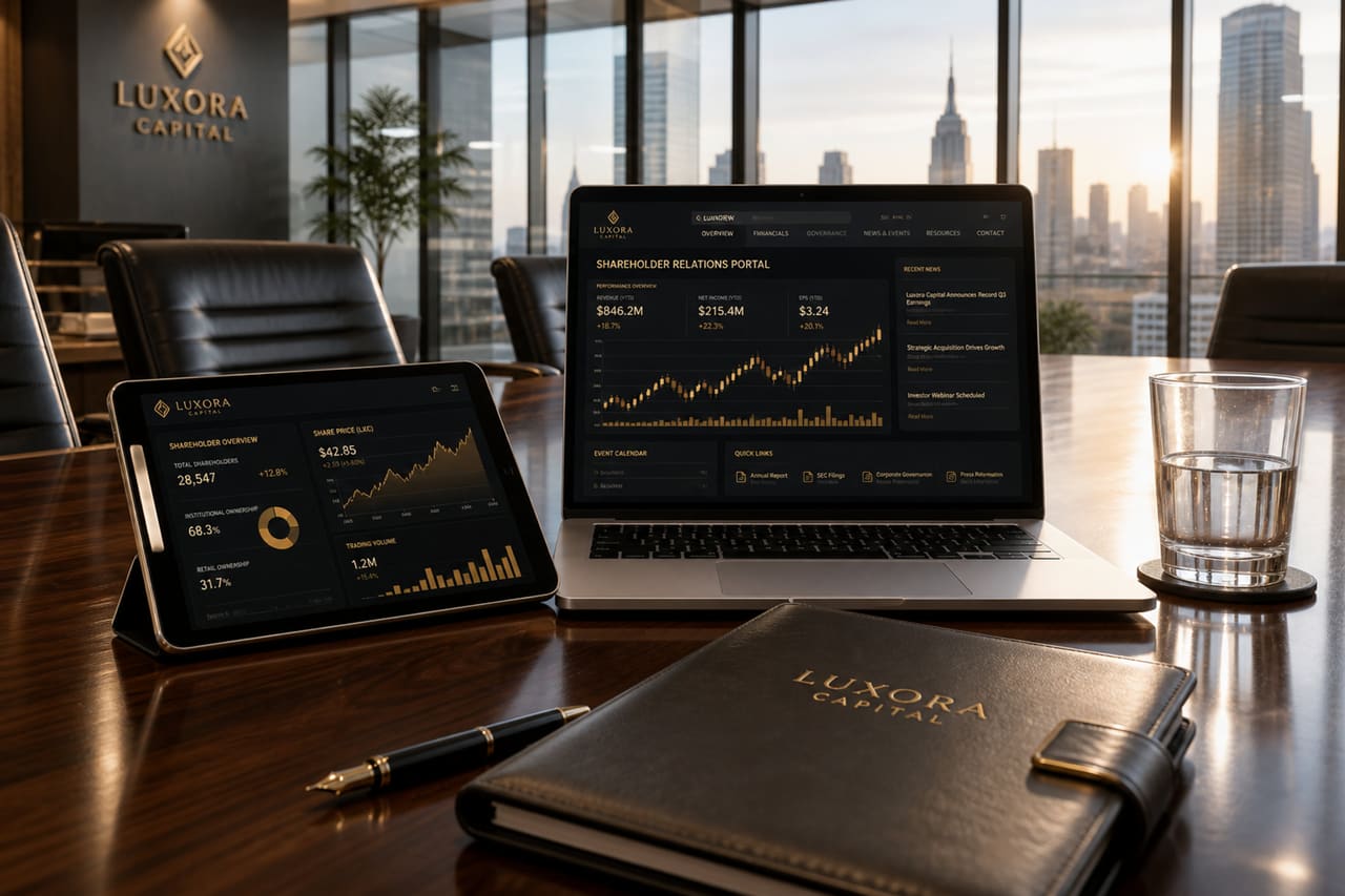 Financial Dashboard and Business Tools in Executive Boardroom