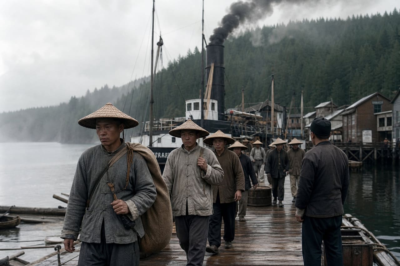 Chinese Migrants Arriving at a British Columbia Coastal Port