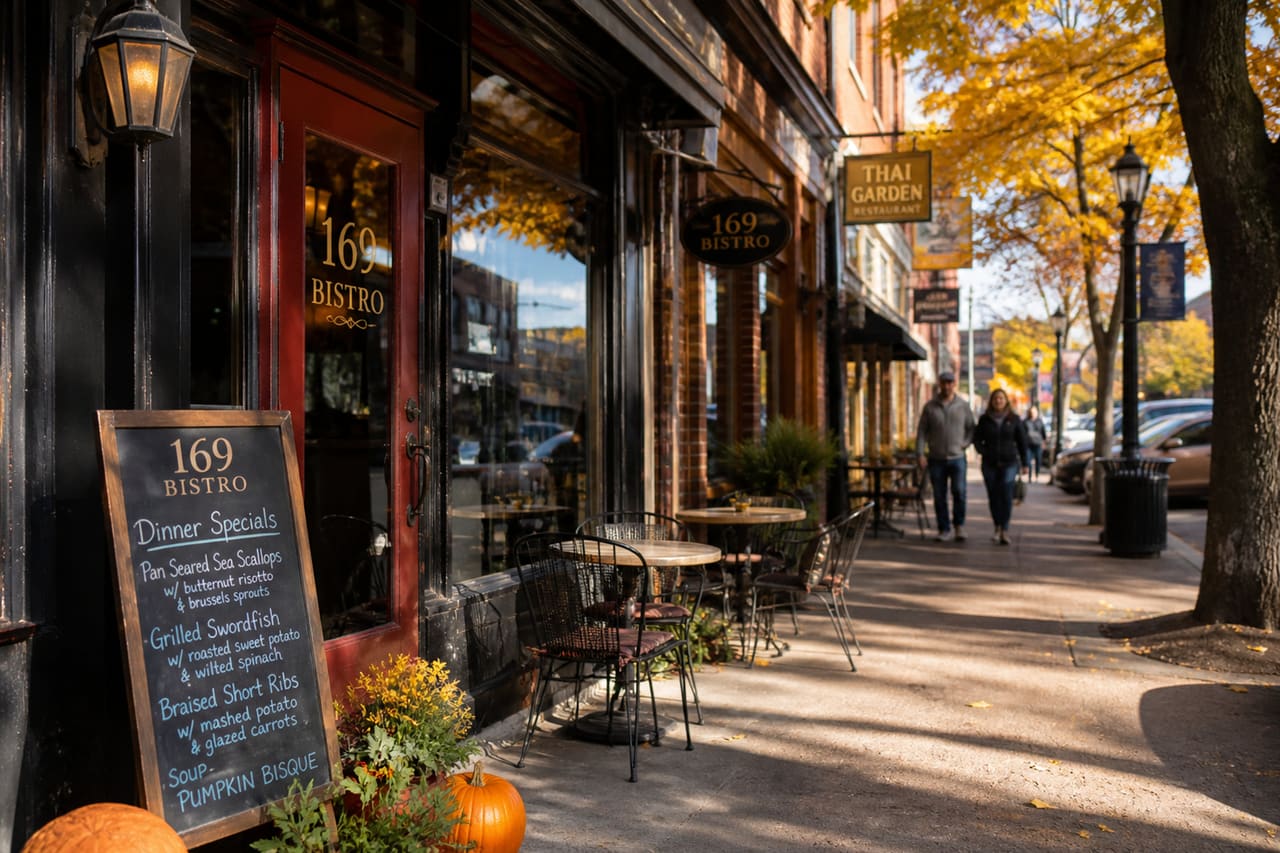 Local Restaurants and Storefronts in Downtown Fitchburg