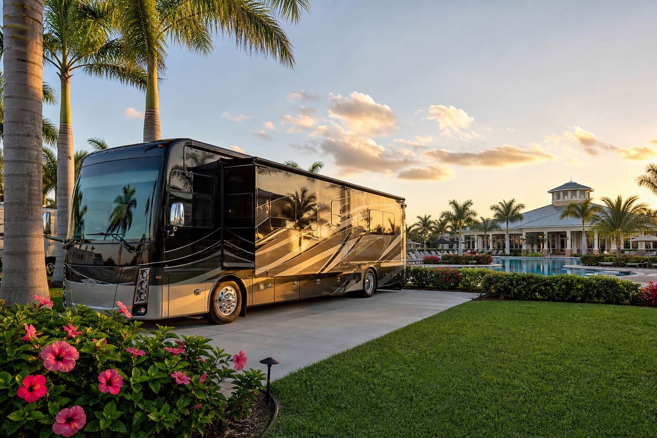 Luxury Rv Resort with Palm Trees and Paved Pads in Florida