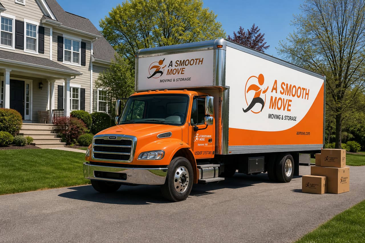 Orange Moving Truck Parked in a Hanover Residential Driveway