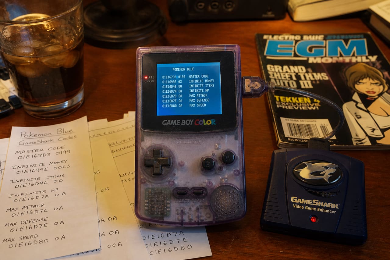 Retro Gaming Console and Cheat Device with Printed Codes