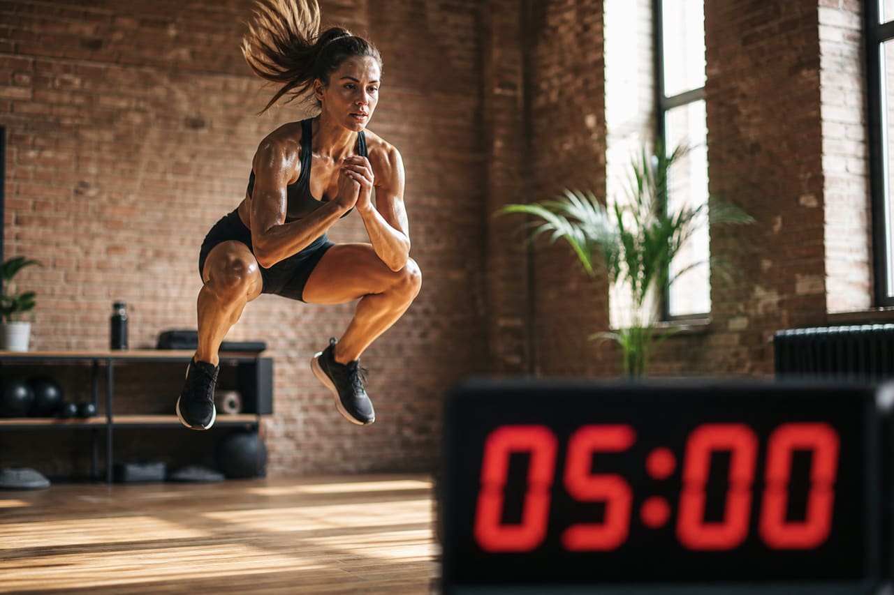 Athlete Performing Fast and 5 Minute Interval Workout Routine