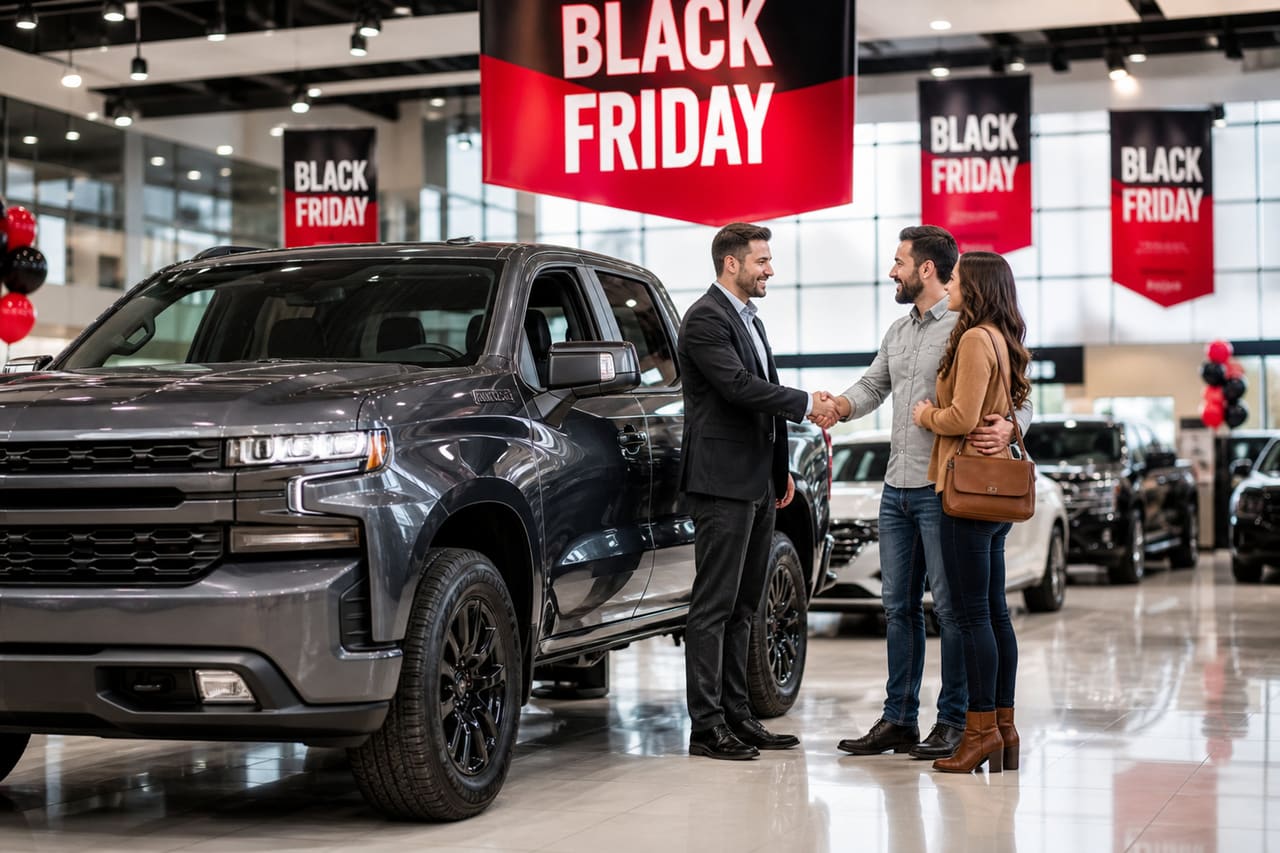 Customers Purchasing a Pickup Truck During Black Friday Sale