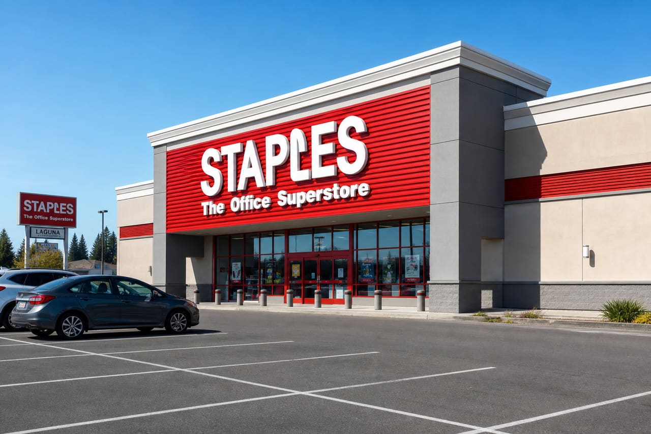 Staples Office Supply Store Exterior in Eureka California