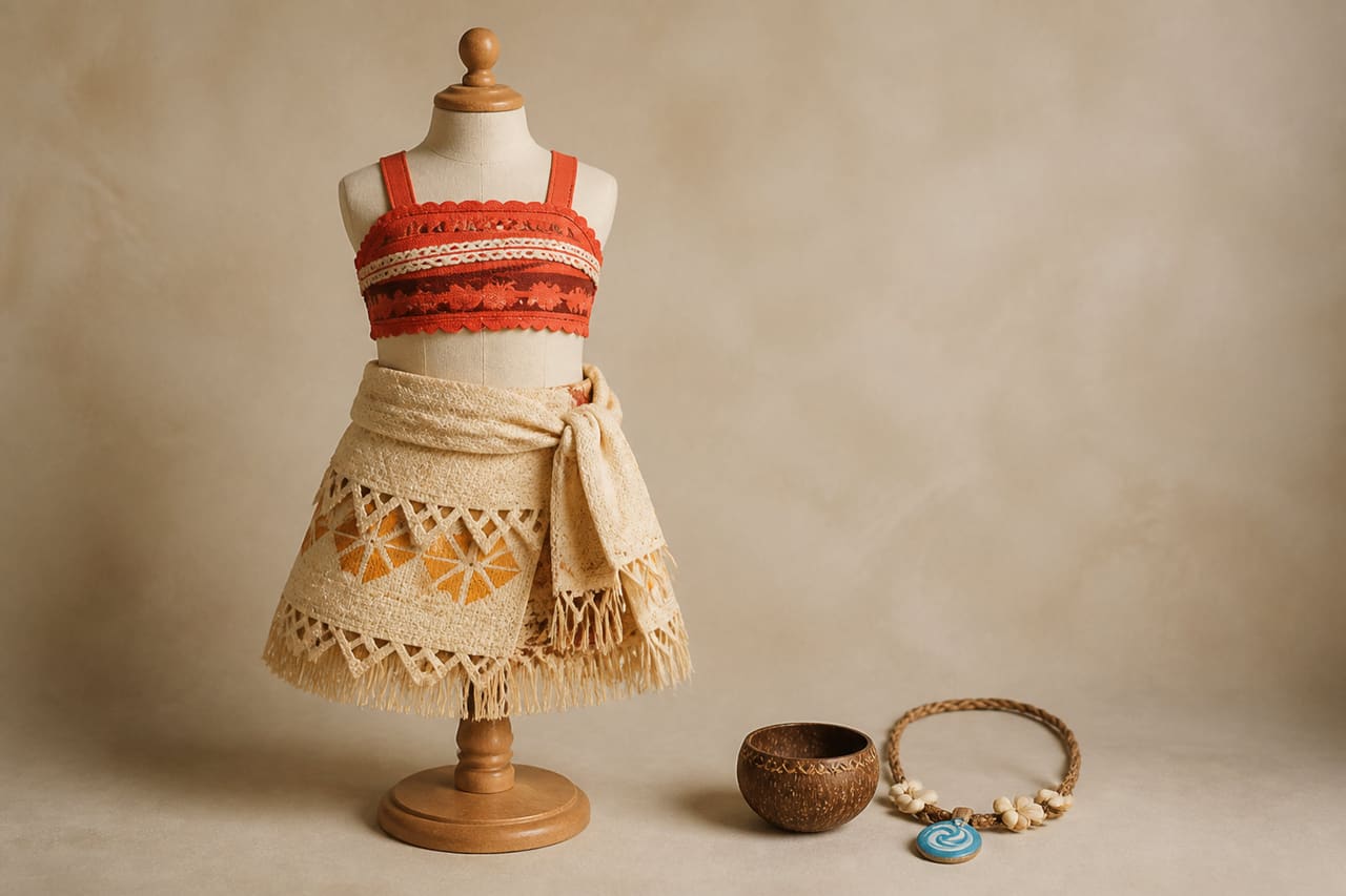 Polynesian Inspired Costume for Toddler on Mannequin