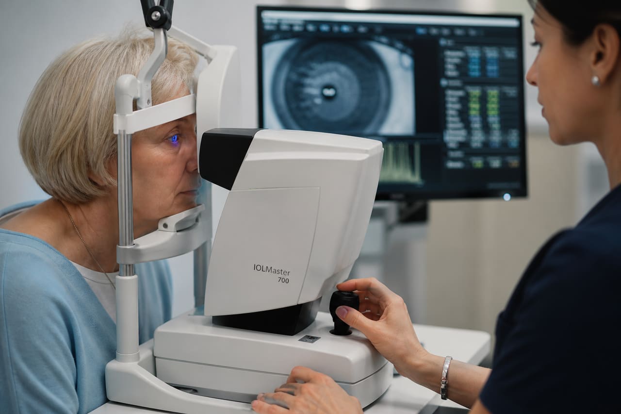 Ophthalmic Technician Performing Scan Biometry on a Patient