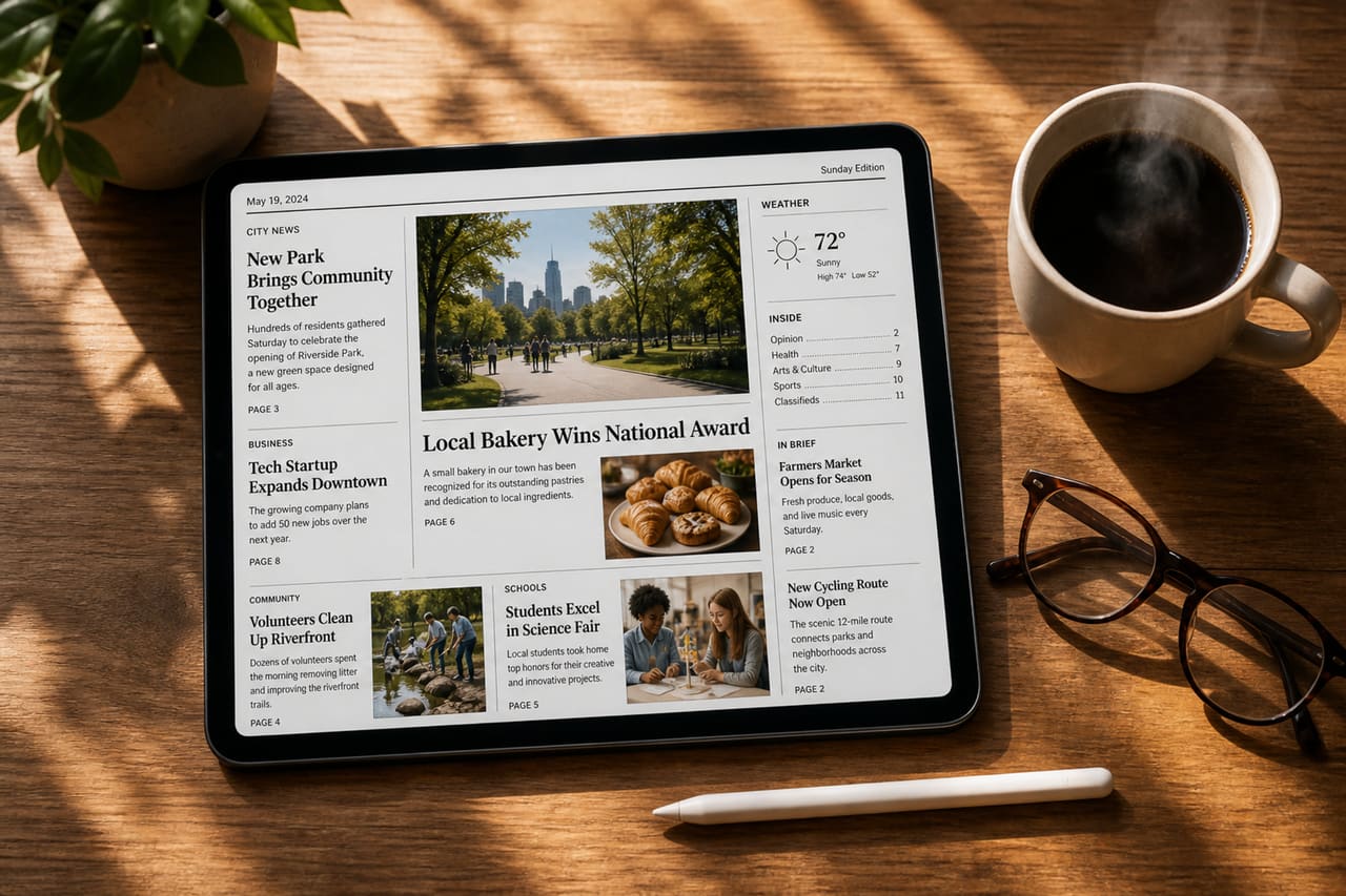 Digital Newspaper E-Paper Edition Displayed on a Tablet Screen