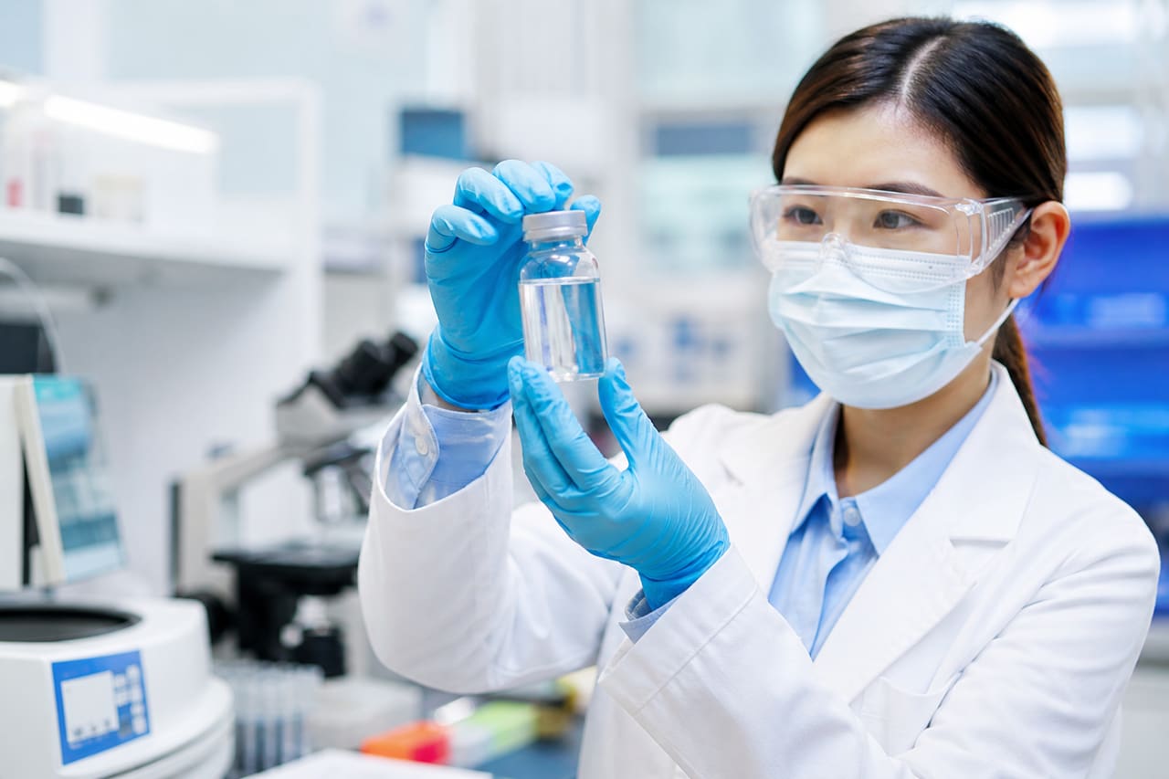 Pharmaceutical Researcher Analyzing Neutral Drug Compound in Laboratory
