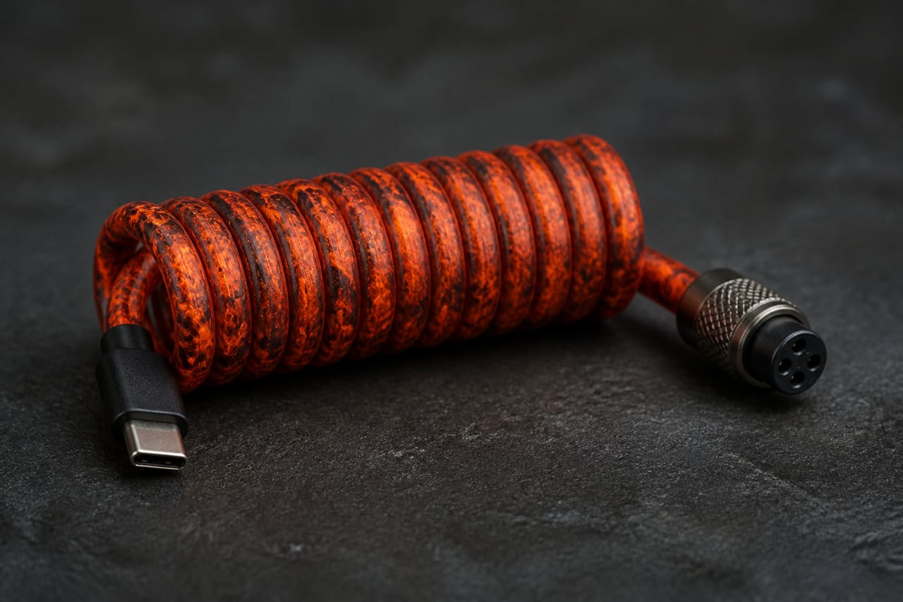 Lava Cable Mini Coil on a Dark Slate Surface