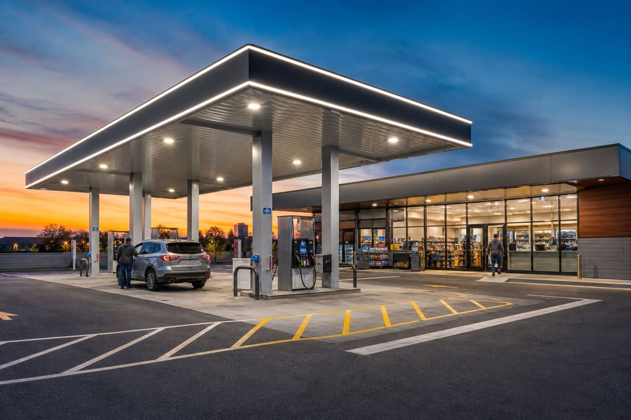 Modern Total Service Station Franchise with Convenience Store
