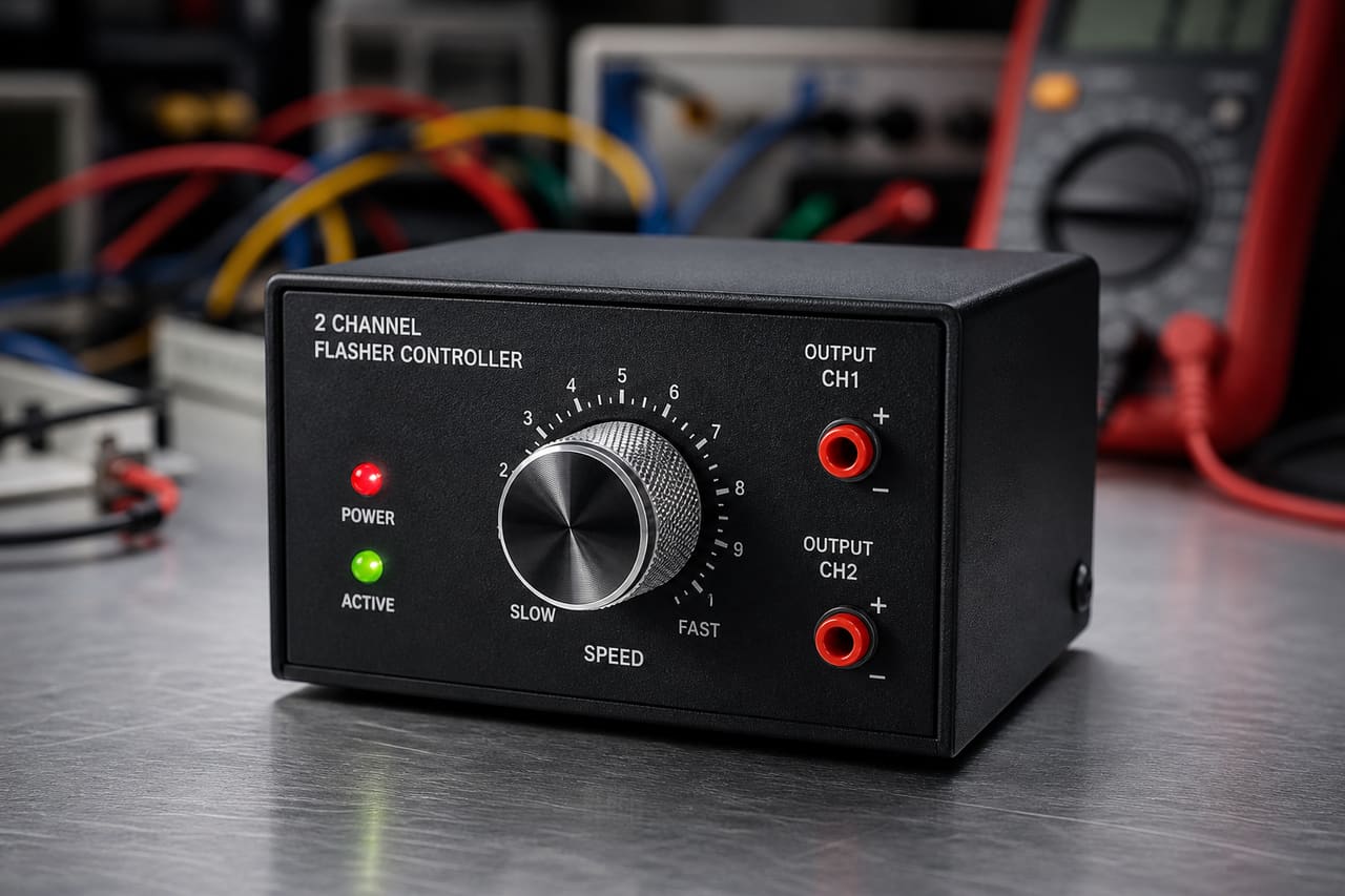 Two Channel Flasher Controller with Adjustable Speed Dial