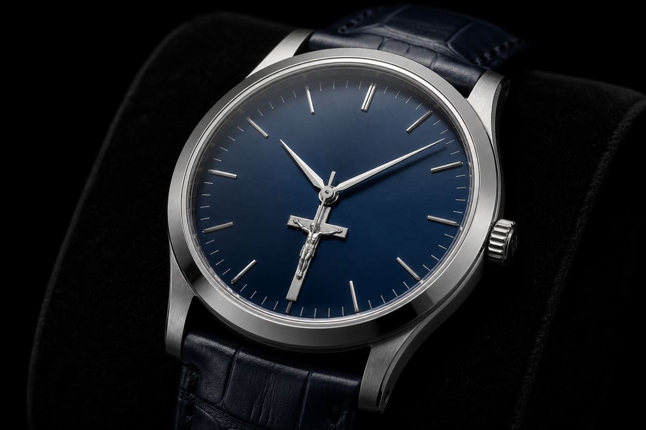 Luxury Wristwatch Featuring a Catholic Crucifix Dial