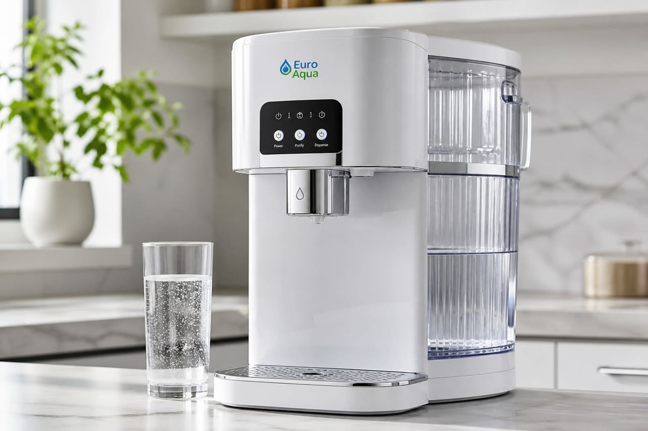 Euro Aqua Water Purifier on a Modern Kitchen Counter