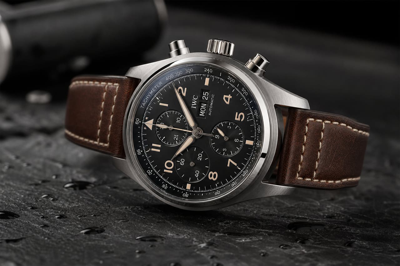 Luxury Chrony Chronograph Watch on Dark Slate Surface