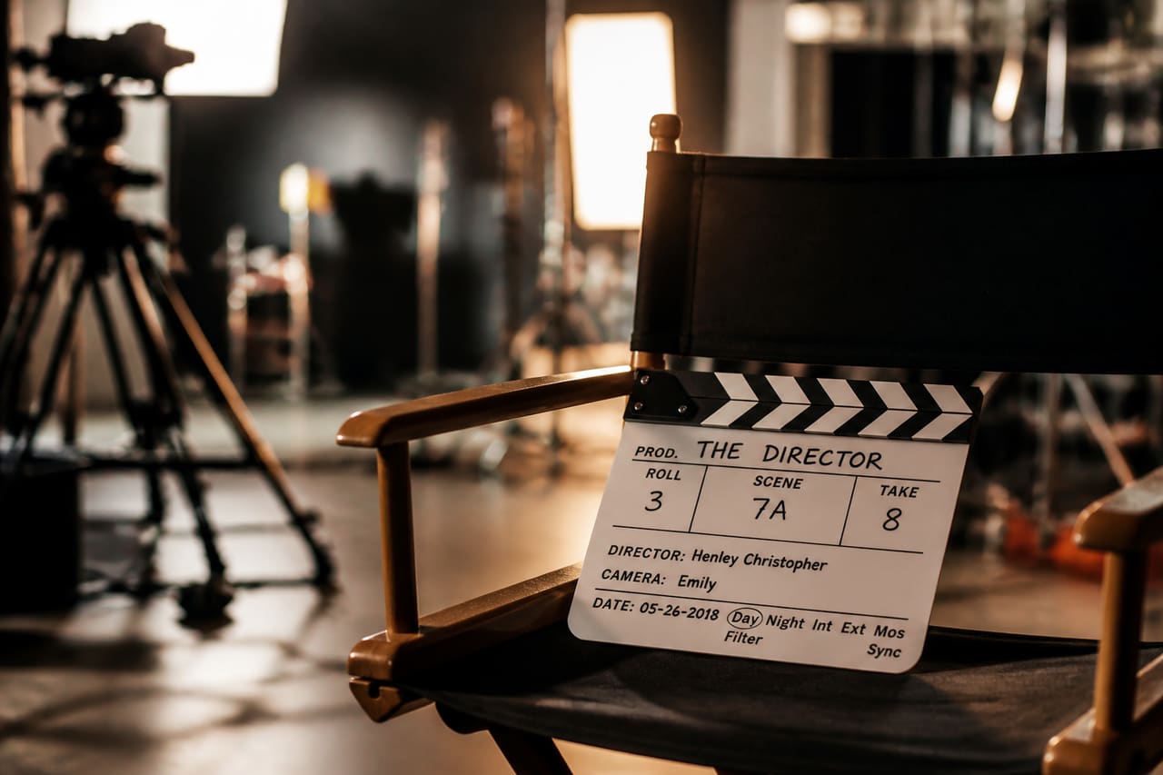 Film Production Slate and Director's Chair on a Movie Set