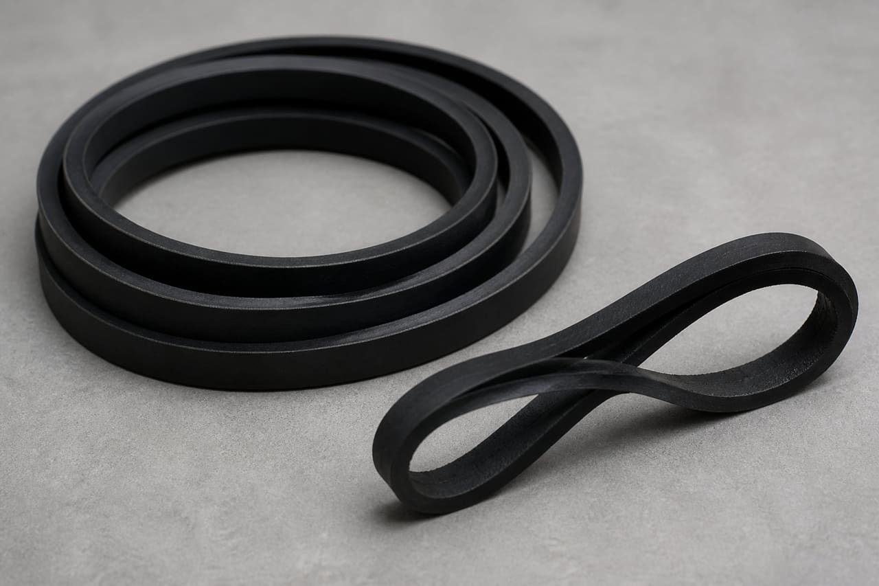 Rubber Vacuum Drive Belts on Neutral Background