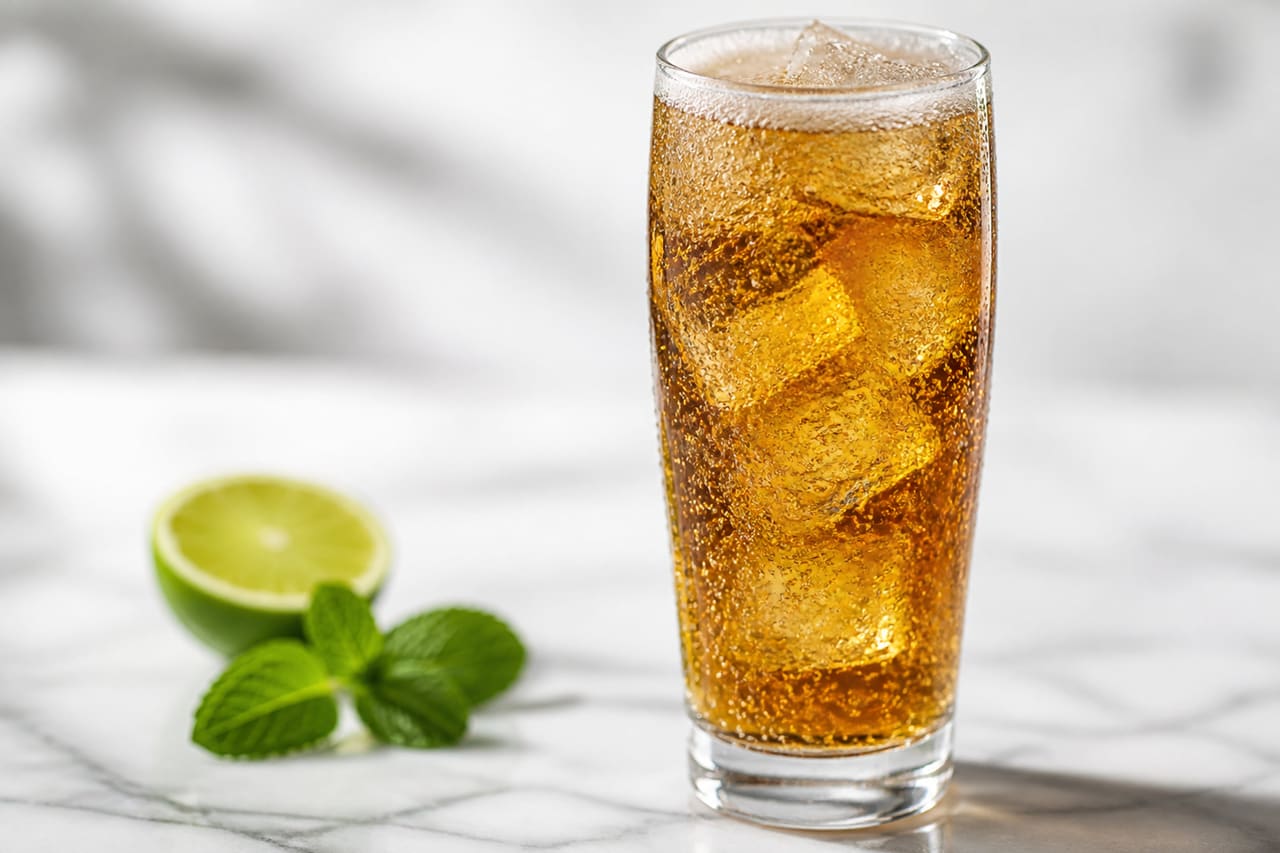 Chilled Glass of Diet Guarana Soda with Ice