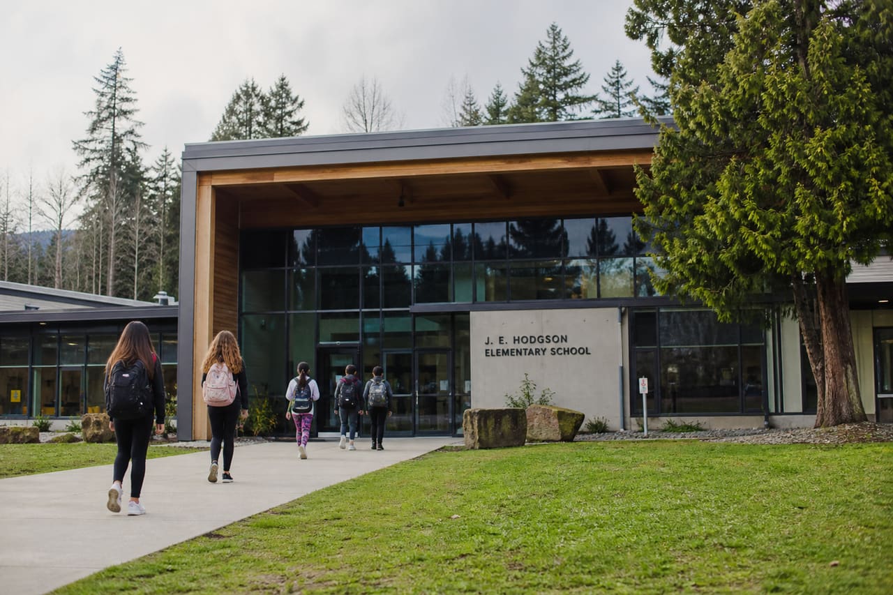 Modern School Building Exterior in Port Alberni