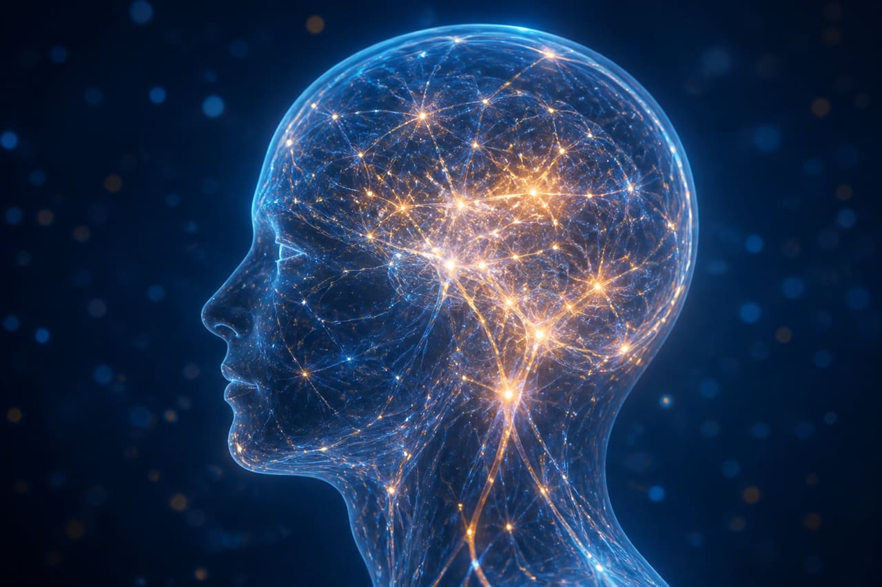 Glowing Neural Network Visualizing How Thoughts Are Formed