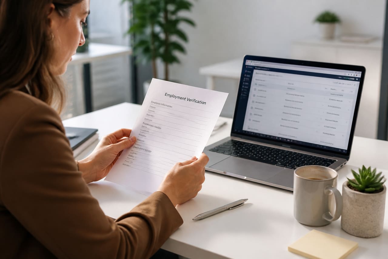 Human Resources Manager Reviewing Employment Verification Documents