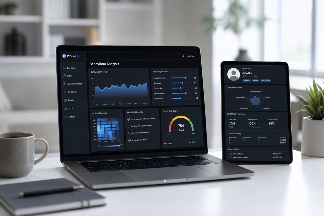 Financial Dashboard Displaying Psychometric Credit Scoring Data