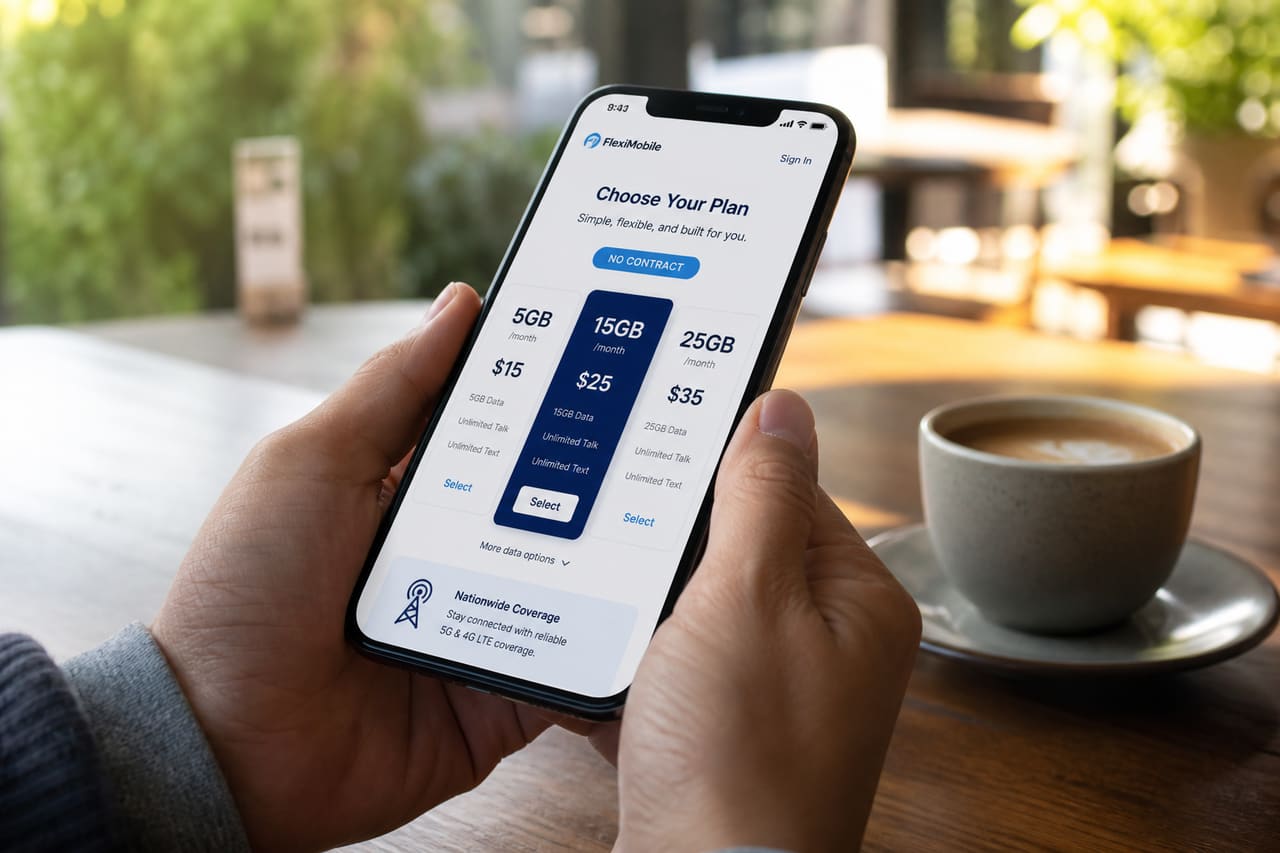 Person Comparing Mobile Phone Plans on a Smartphone Screen