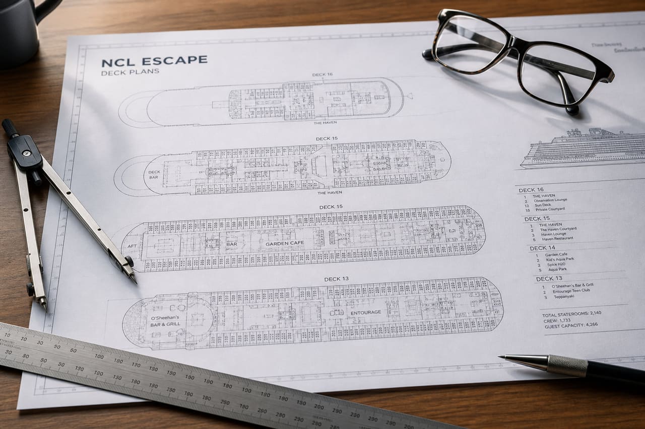 Technical Deck Plans for Ncl Escape on Drafting Table