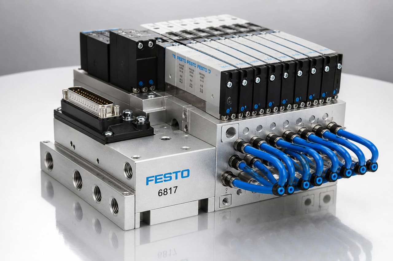 Festo 6817 Pneumatic Valve Terminal on White Background
