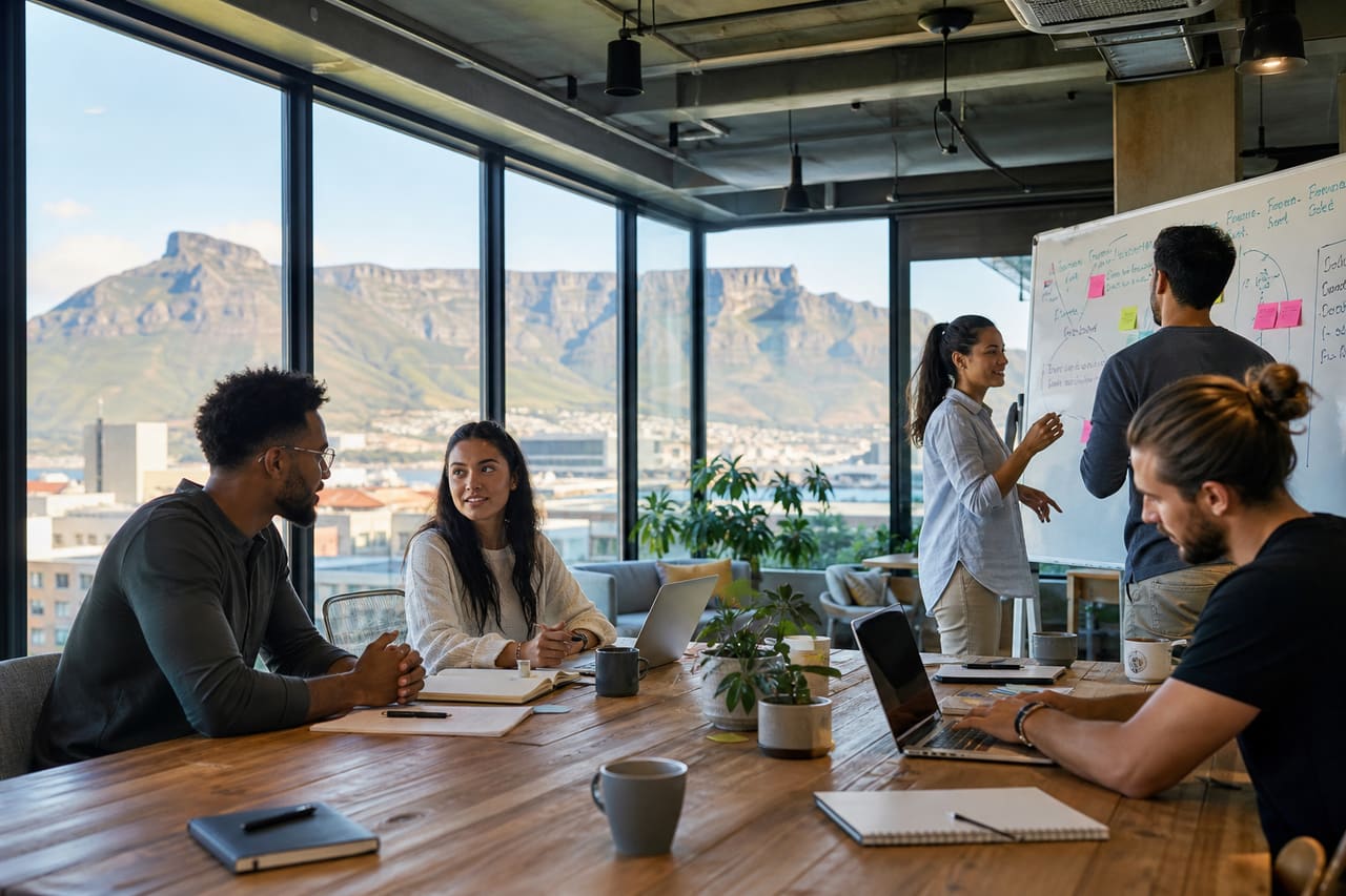 Young Entrepreneurs Working in a Modern Cape Town Co-Working Space