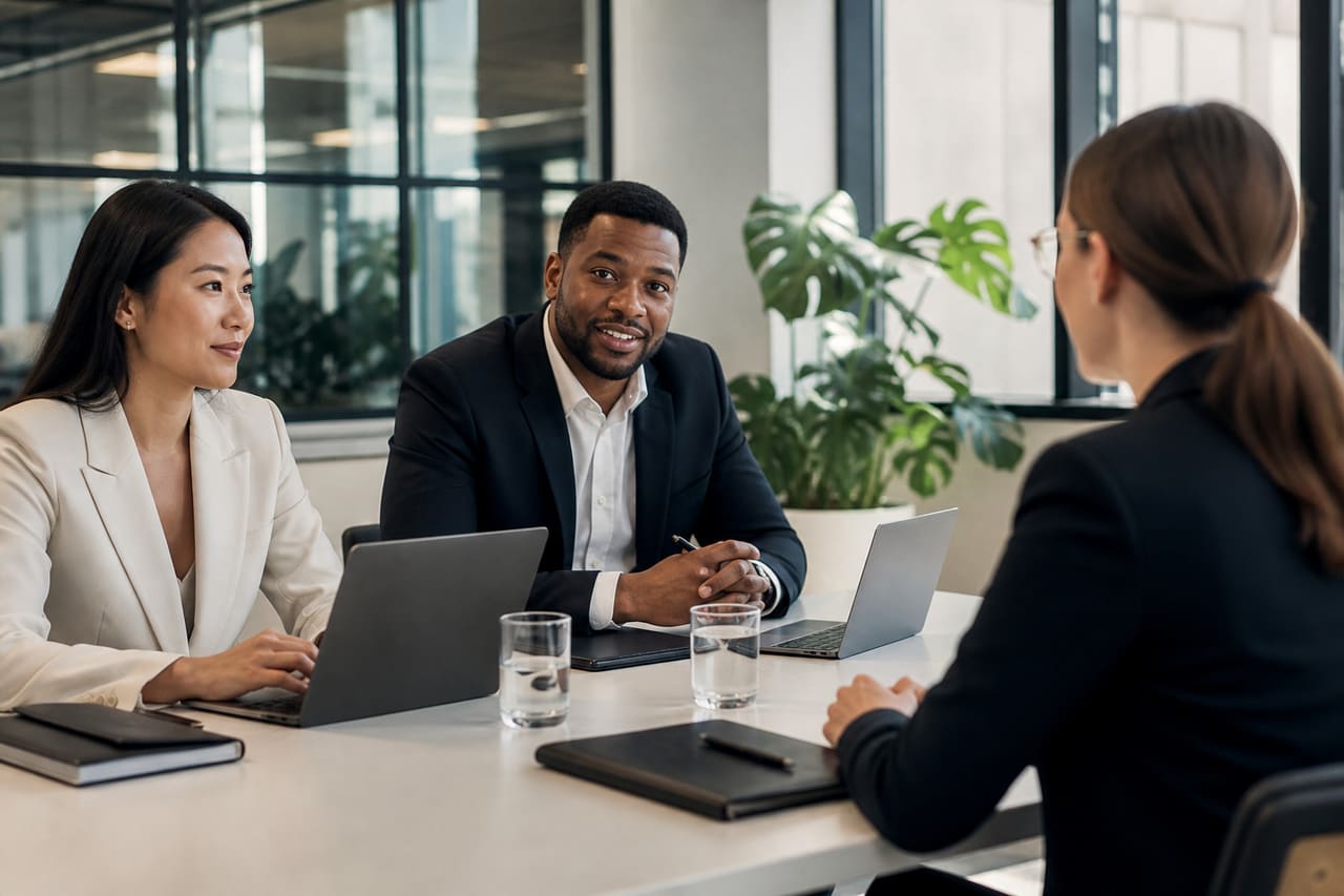 Recruiters Conducting a Job Interview in a Modern Office