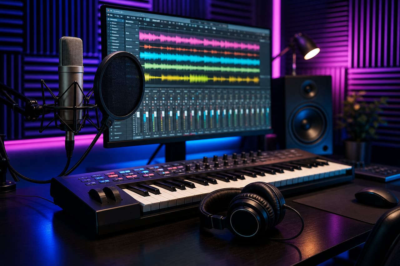 Professional Music Production Setup in a Modern Sound Studio