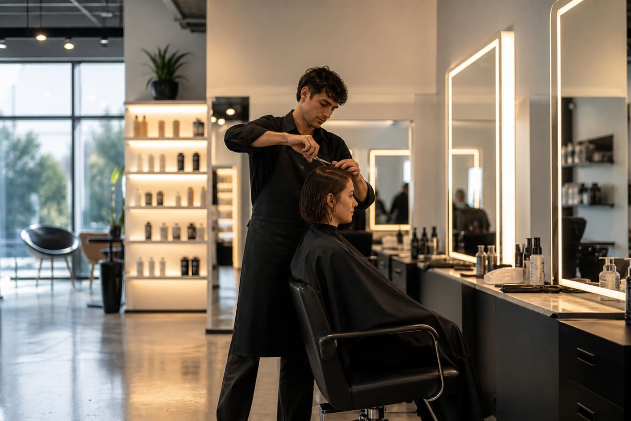 Professional Hair Stylist Working in a Modern Hartford Salon