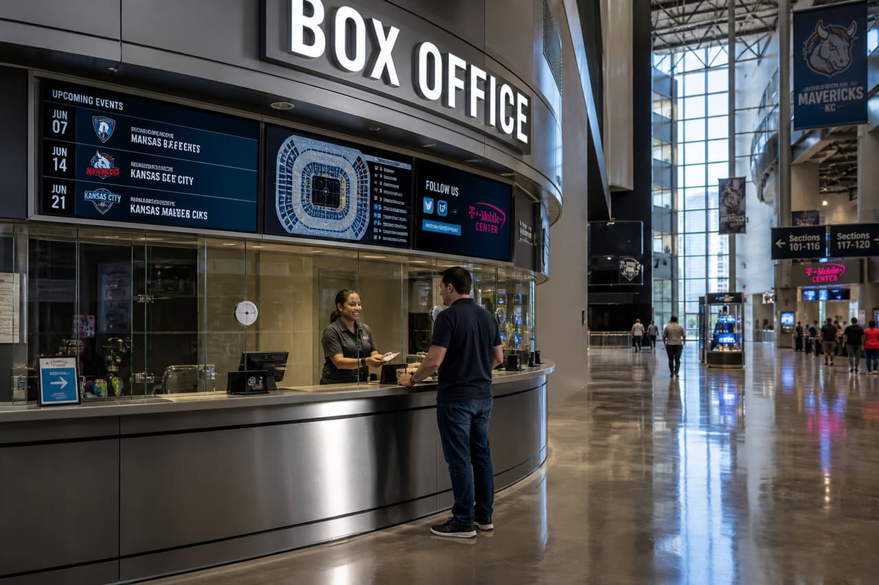Staff Member Assisting Customer at a Metro Arena Box Office