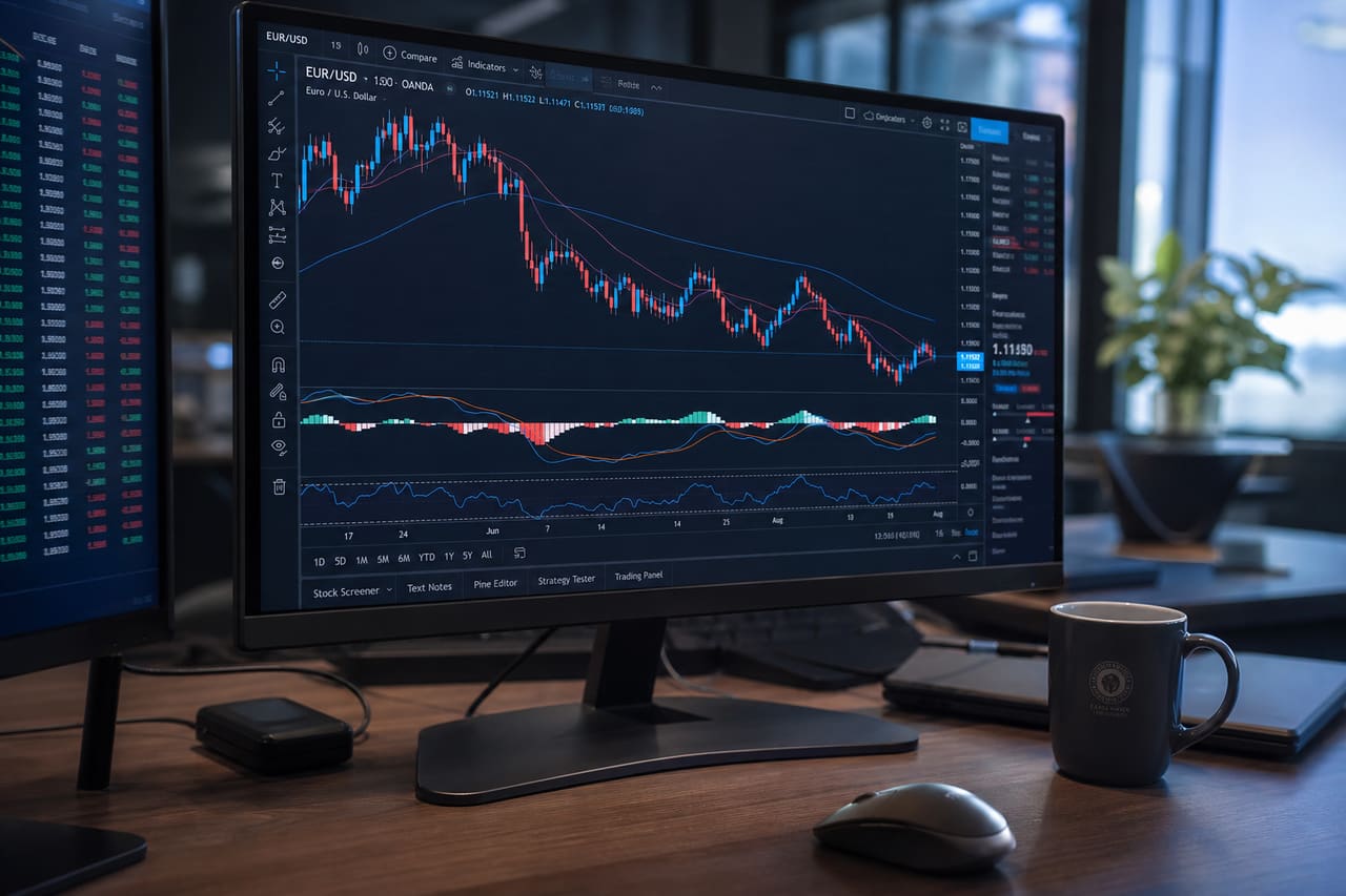 Financial Analyst Monitoring Eur Usd Exchange Rate on Computer Screen