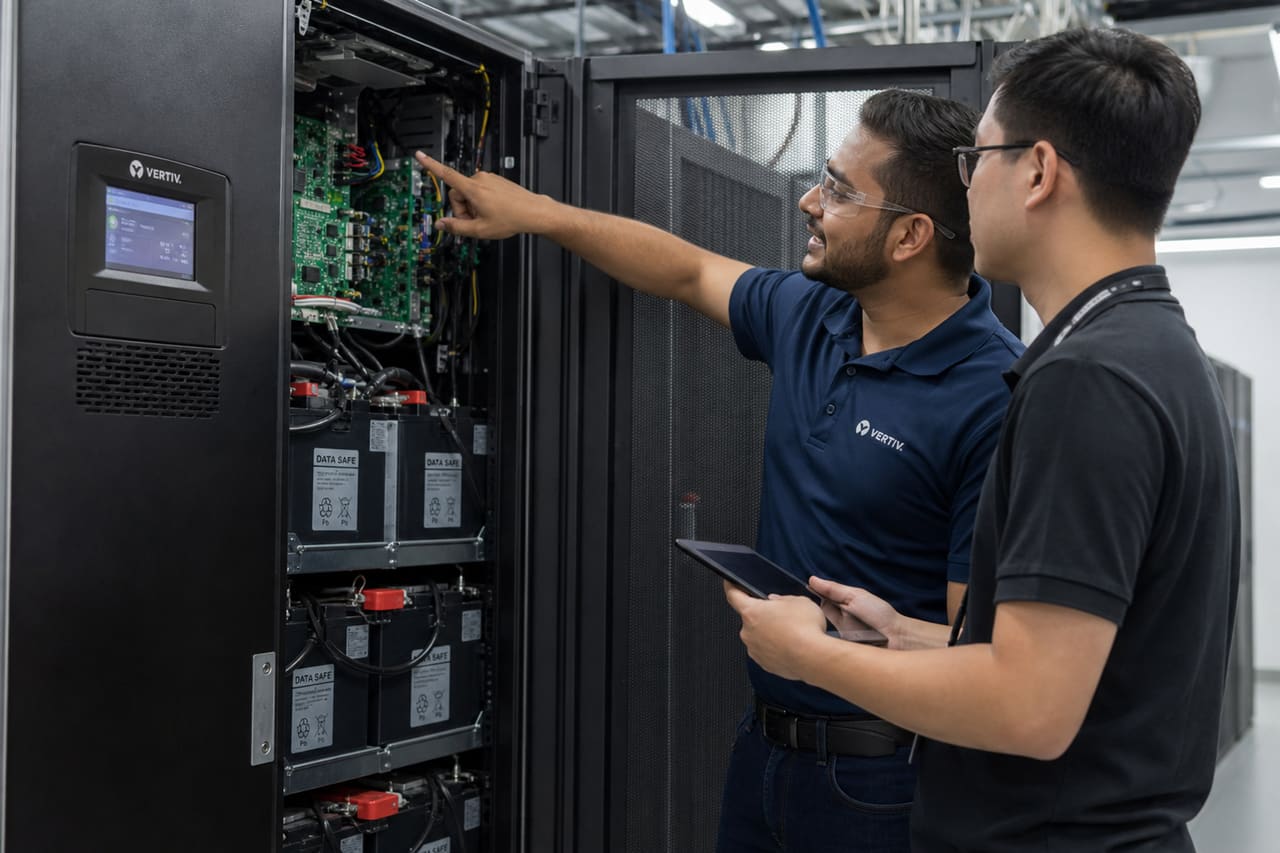Engineer Conducting Ups Engineer Training in a Data Center
