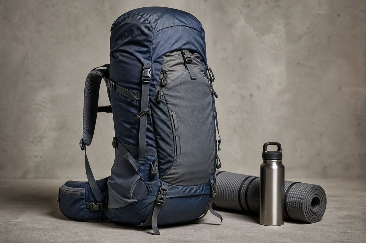 Technical Trekking Backpack Packed for Alpine Hiking