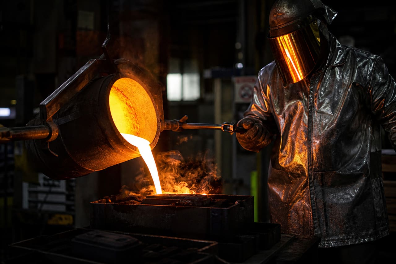 Industrial Mini Boden Casting Process in a Metal Foundry