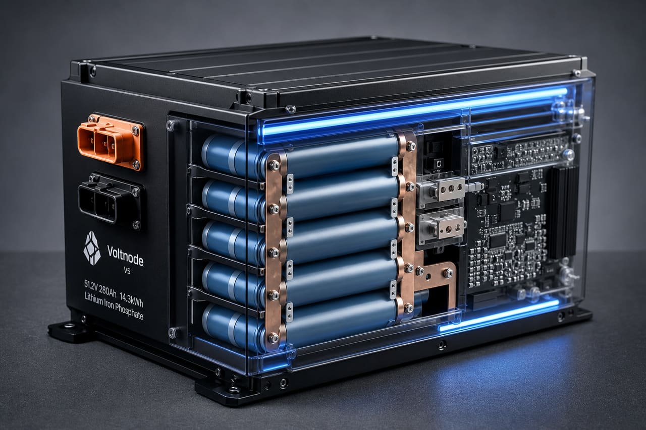 Modern Lithium Battery Pack with Visible Internal Components