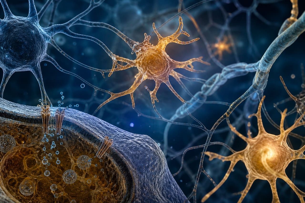 Medical Illustration of Brain Cells Showing Osmotic Encephalopathy