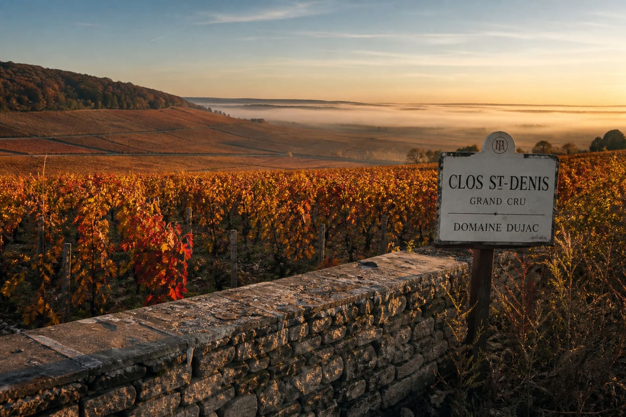 Autumn Vines at the Clos St Denis Vineyard in Burgundy